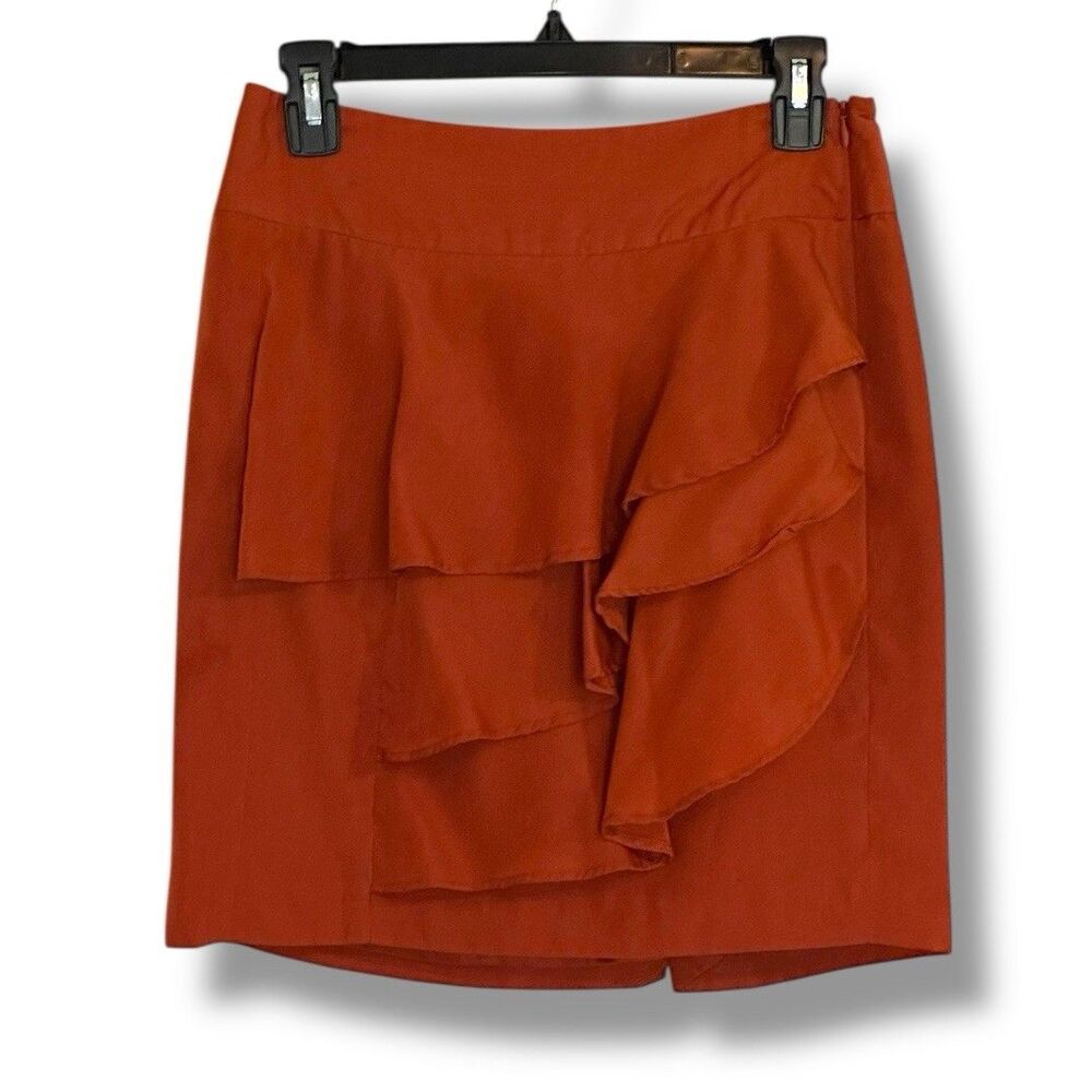 The Limited Ruffled Pencil Skirt Burnt Orange Size 0